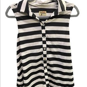 MUMU black & white striped lightweight sleeveless tank top button up front